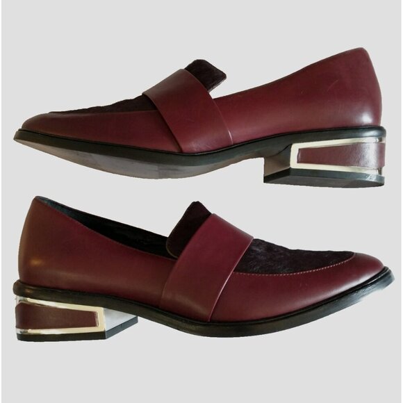 Rachel Zoe Shoes - RACHEL ZOE Women's Loafers Leather & Calf Hair Wine Shoes Mirror Accents - 8.5 M